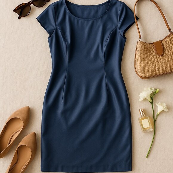 Weekend MaxMara Sheath Dress Blue Cotton Classic Fit Size 8 - Picture 2 of 12